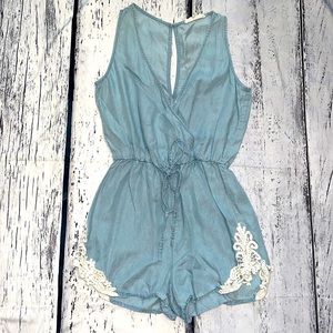 Light Blue Shorts Romper Size Small